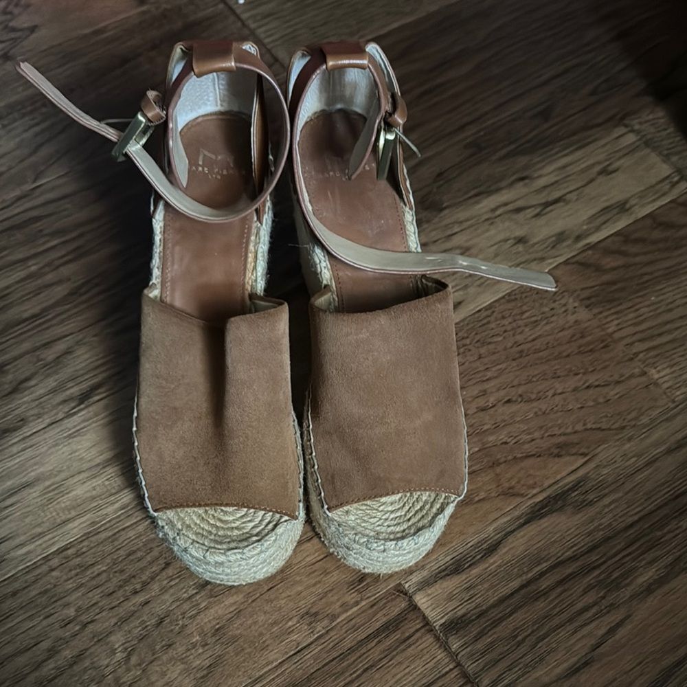 Marc Fisher Tan Espadrille Sandals with Jute Soles